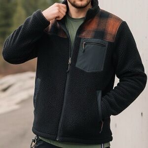 PENDLETON Bozeman Hybrid Zip Sherpa Wool Fleece Plaid Yoke Jacket M